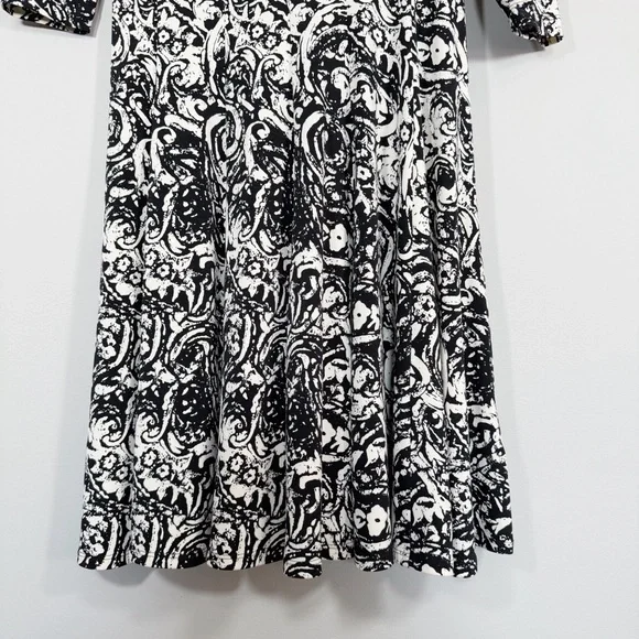 Lauren Ralph Lauren Paisley Print Jersey Knit Dress Size 6 Black White Stretch - Picture 4 of 10